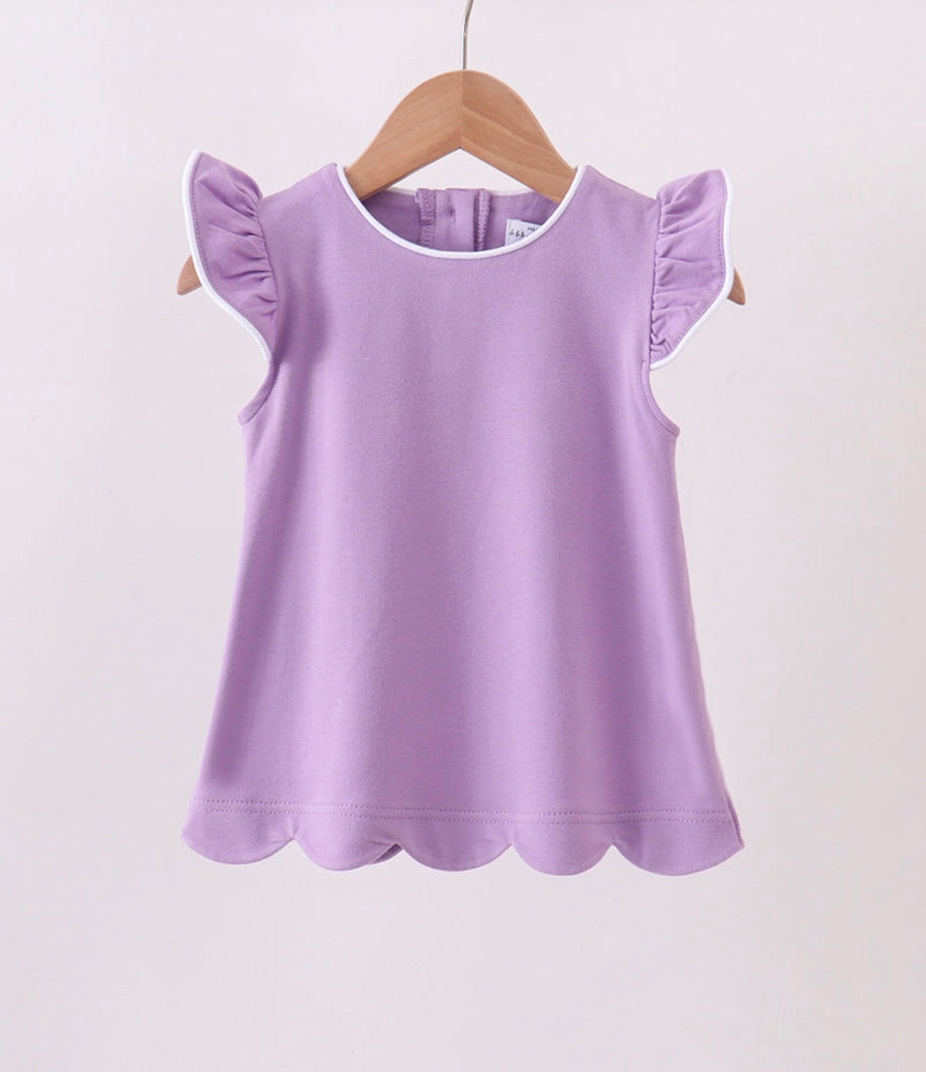 Dark Purple Flutter Sleeve Scallop Top