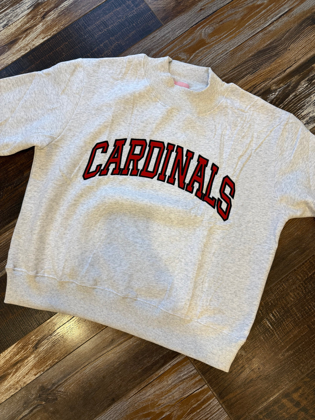 Cardinals Embroidered Appliqué Mock Neck