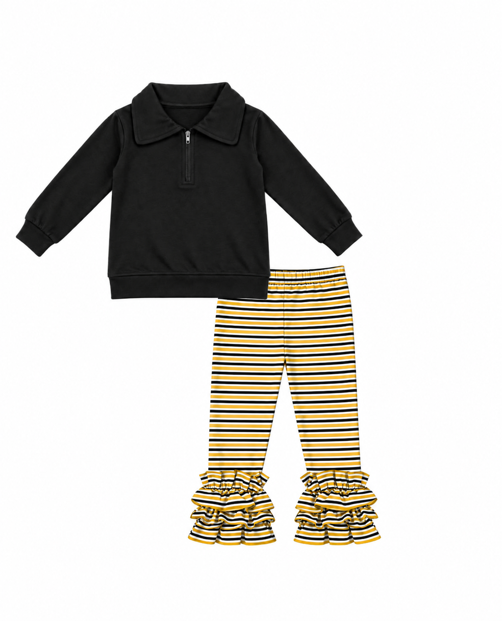 Black and Gold Striped Pant Set