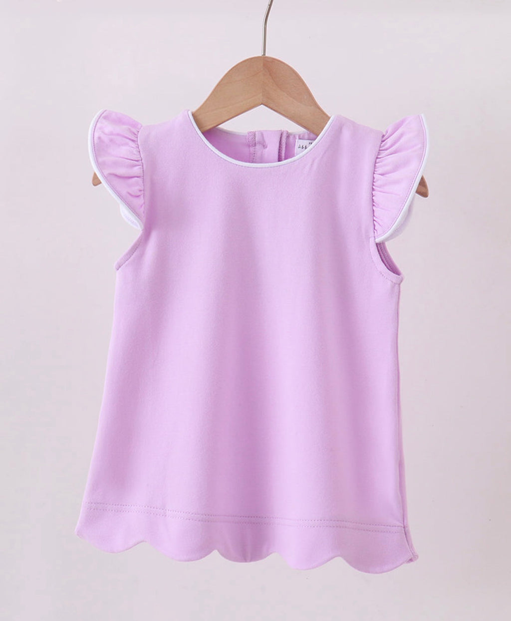 Purple Flutter Sleeve Scallop Top