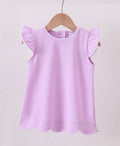 Purple Flutter Sleeve Scallop Top