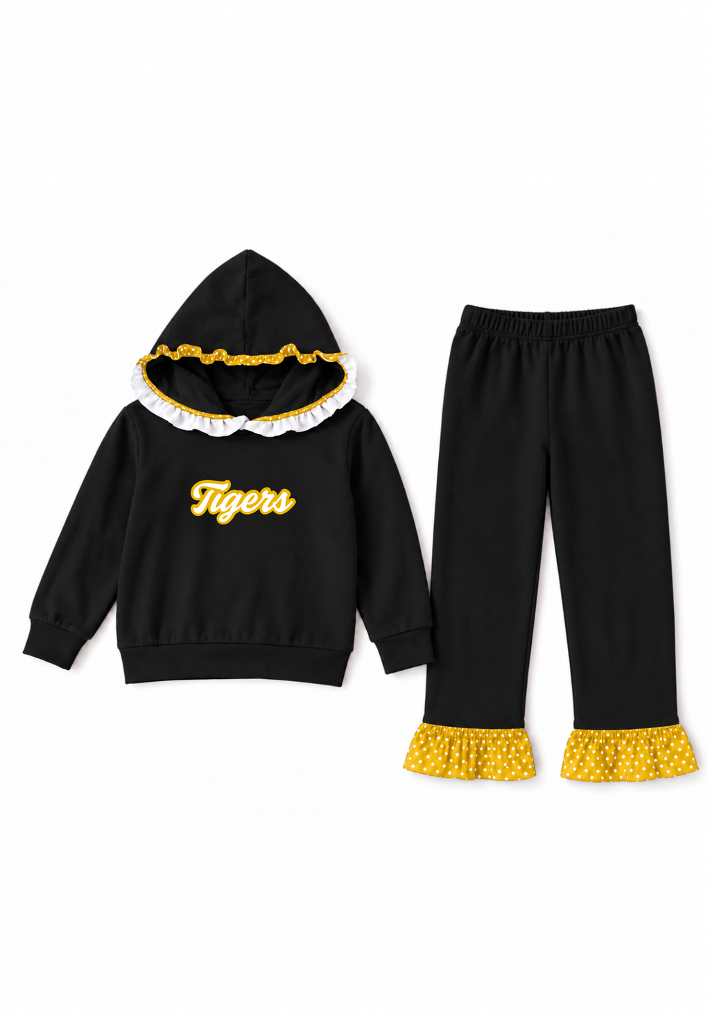 Yellow and Black Polka Dot Set