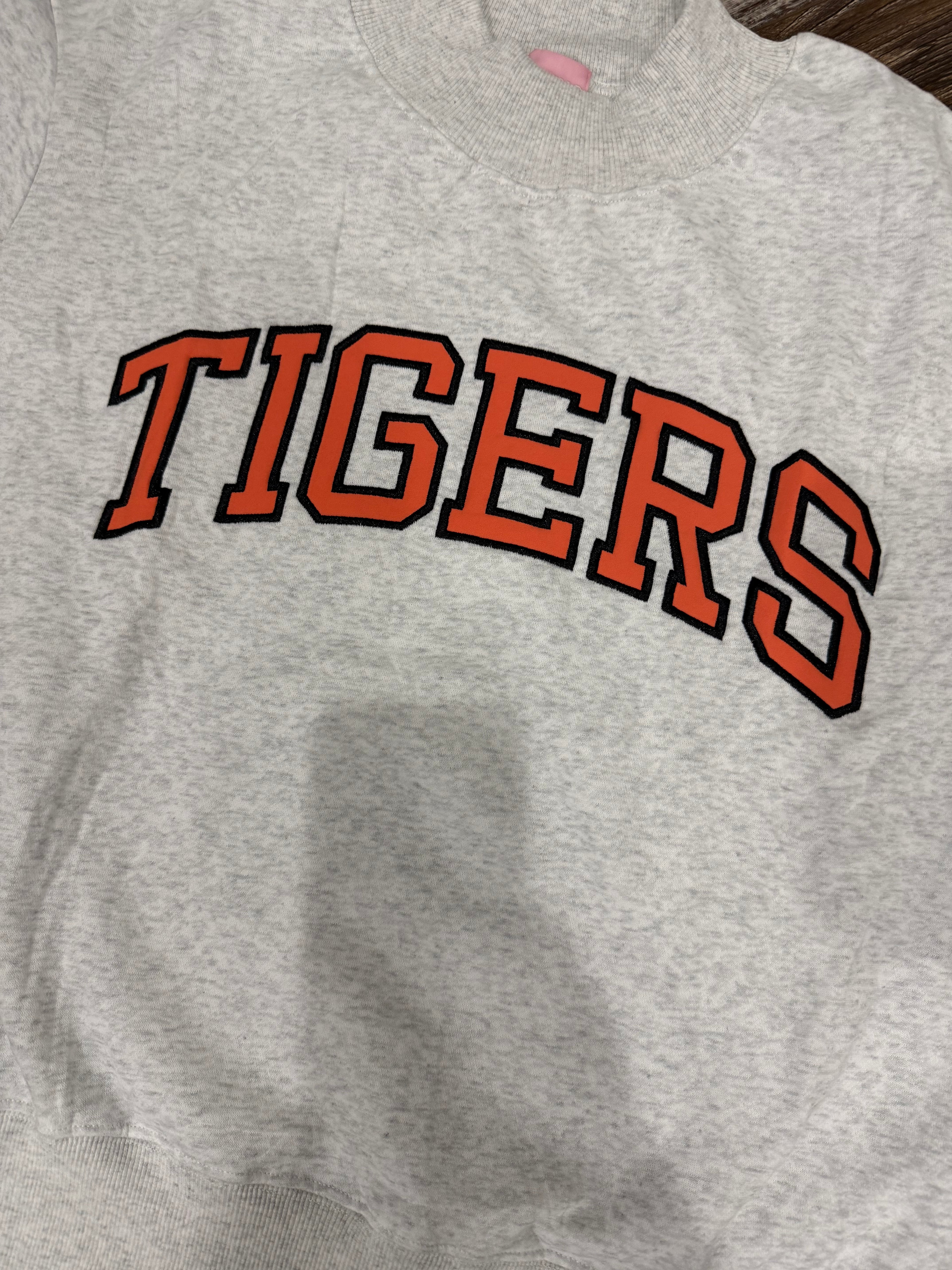 Tigers (orange) Appliqué Embroidered Mock Neck