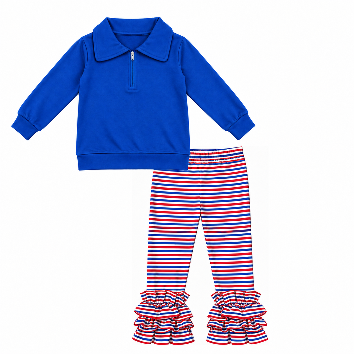 Red and Royal Blue Striped Pant Set