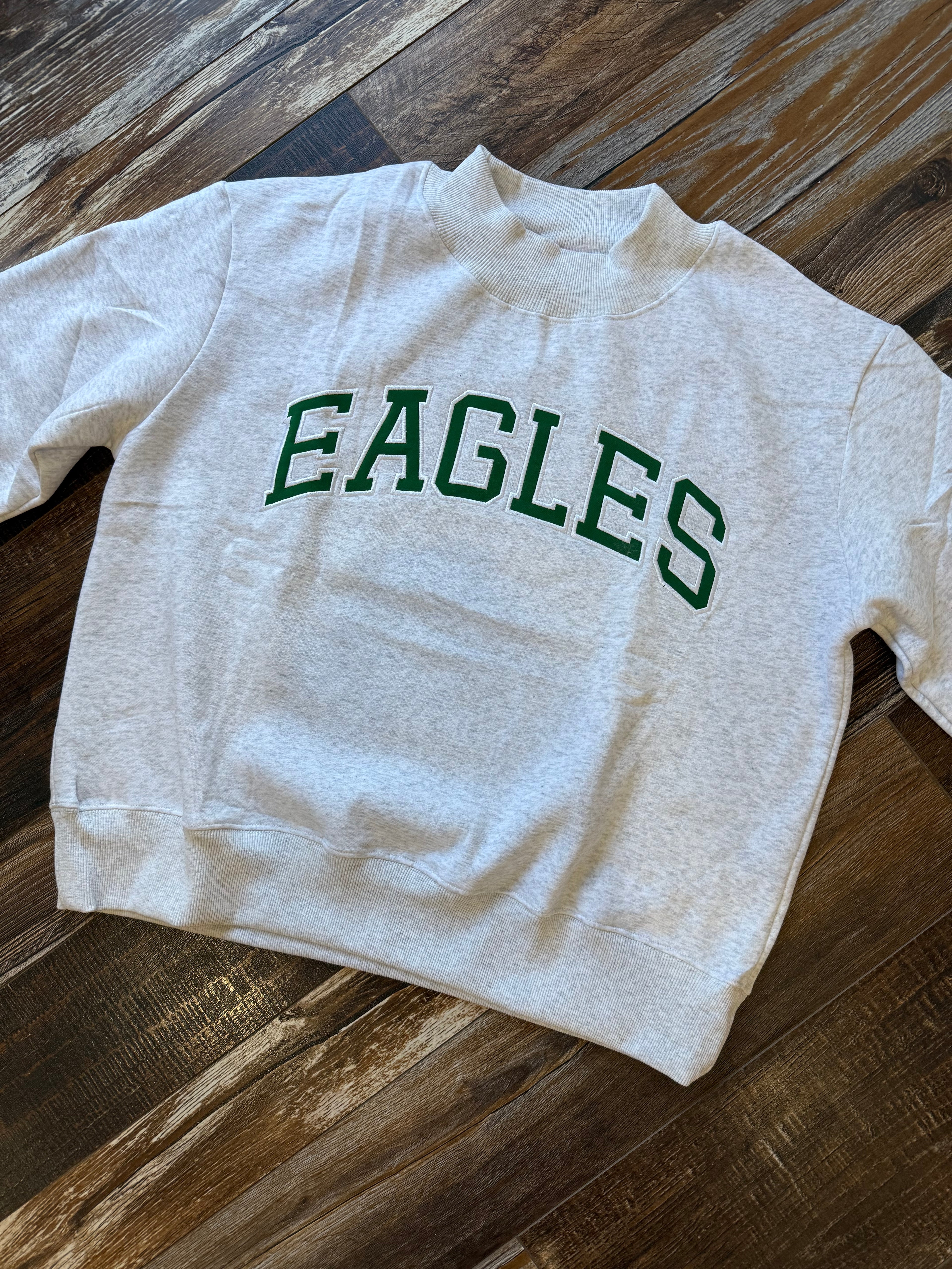 Eagles Embroidered Appliqué Mock Neck