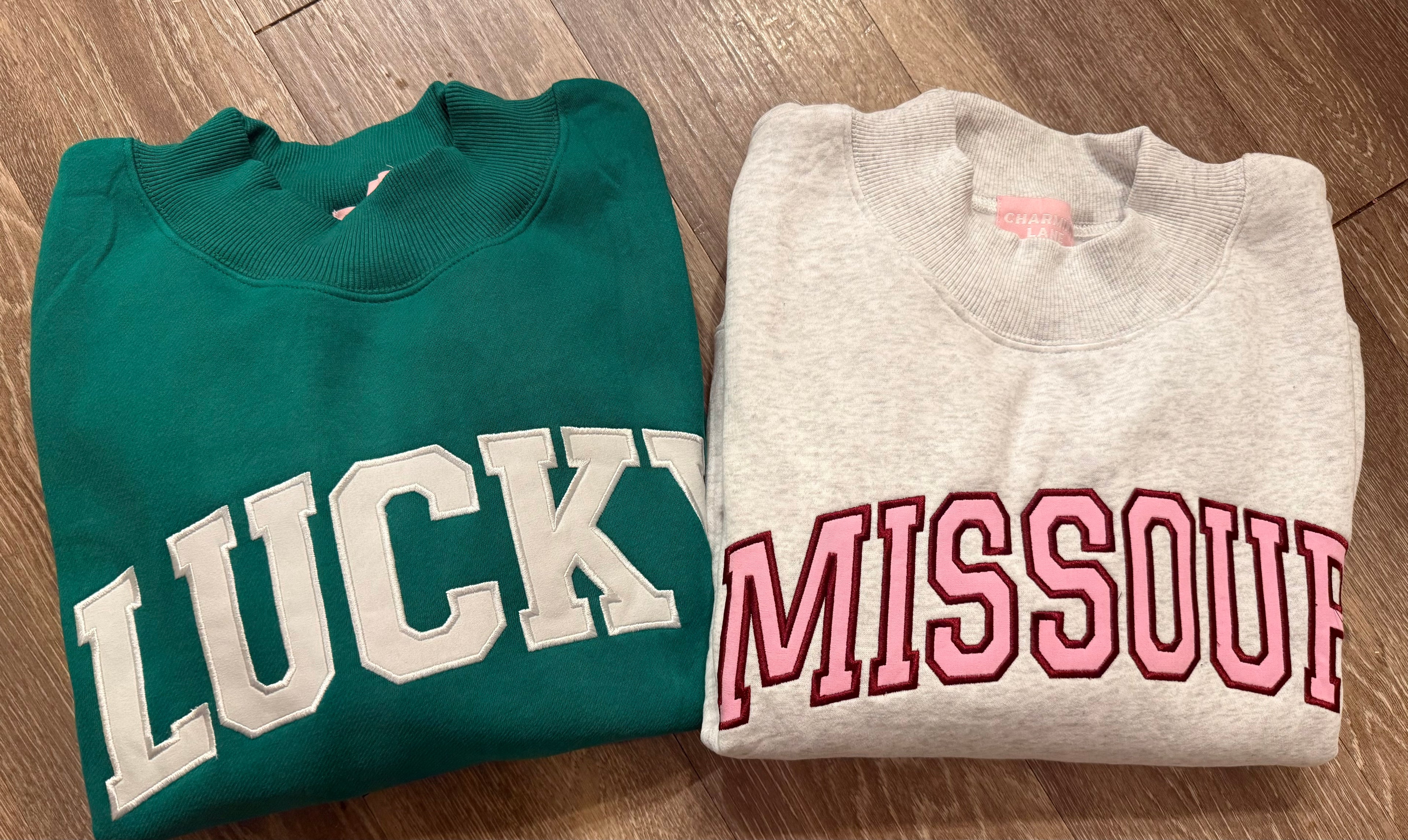 Lucky Appliqué Embroidered Mock Neck