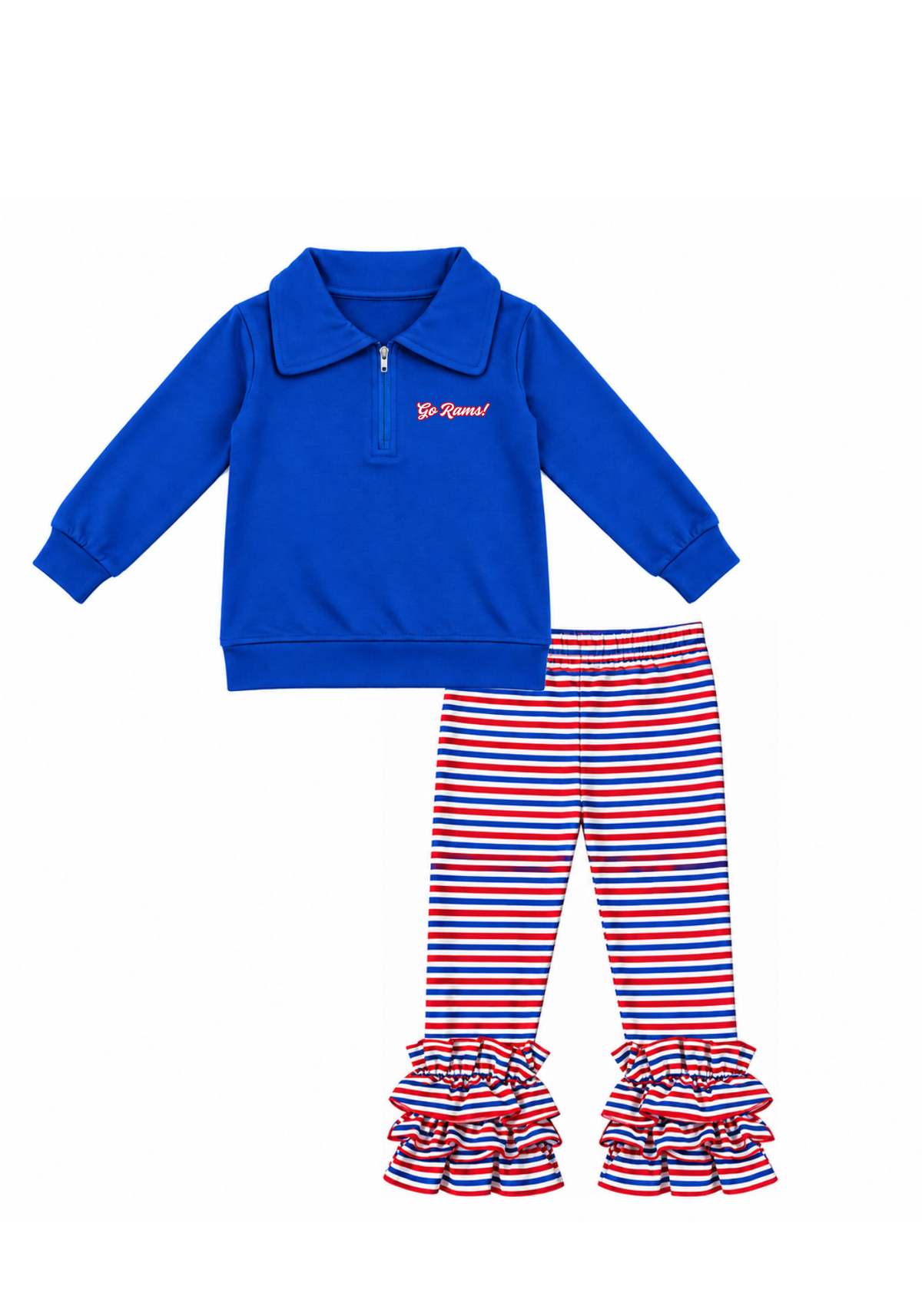 Red and Royal Blue Striped Pant Set