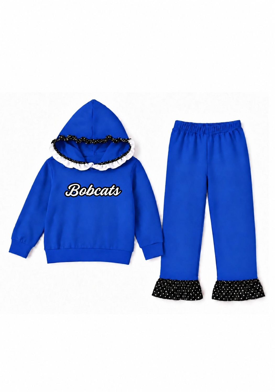 Royal Blue and Black Polka Dot Set