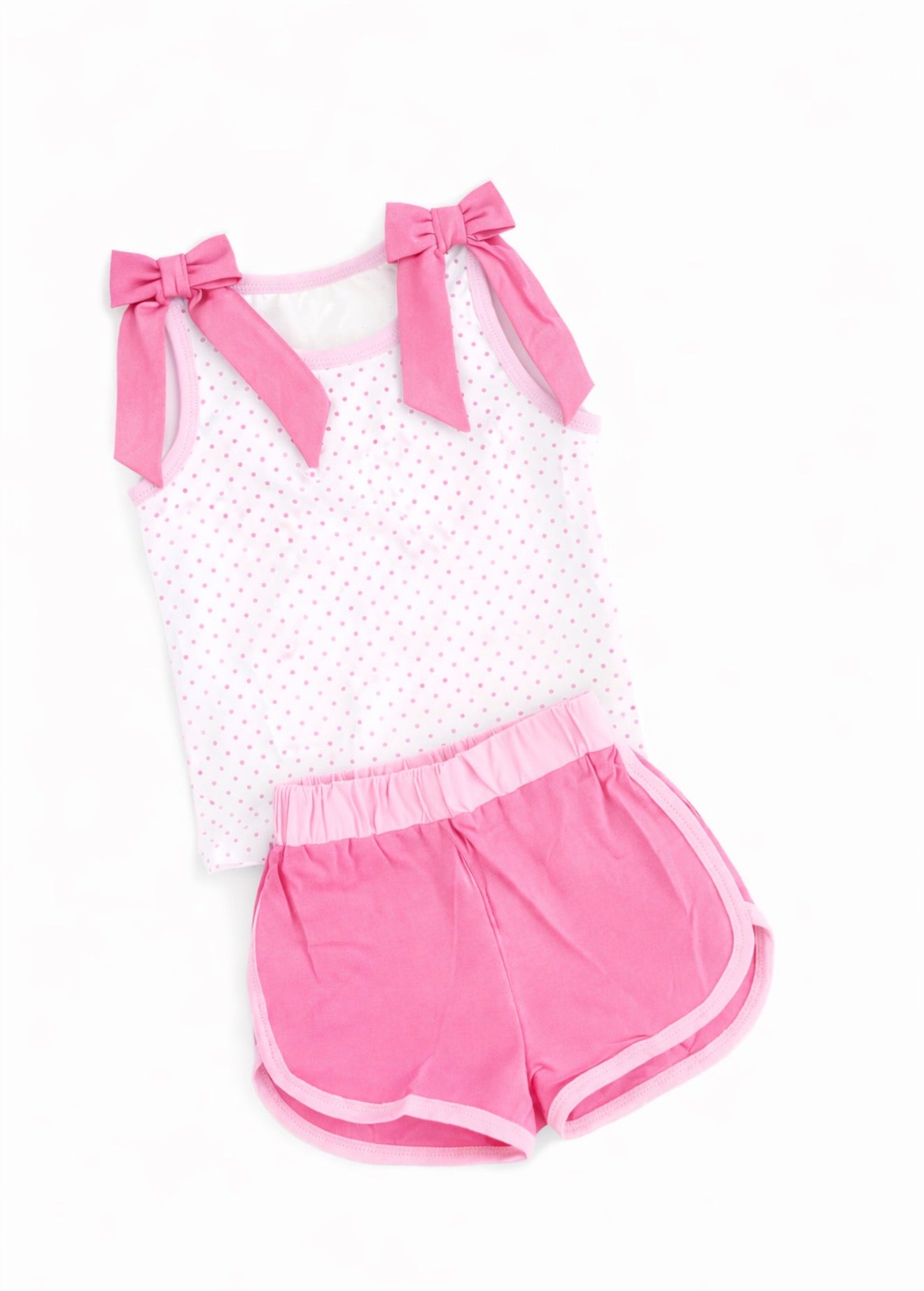 Pink Polka Dot Short Set Bows