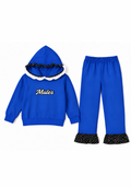 Royal Blue and Black Polka Dot Set