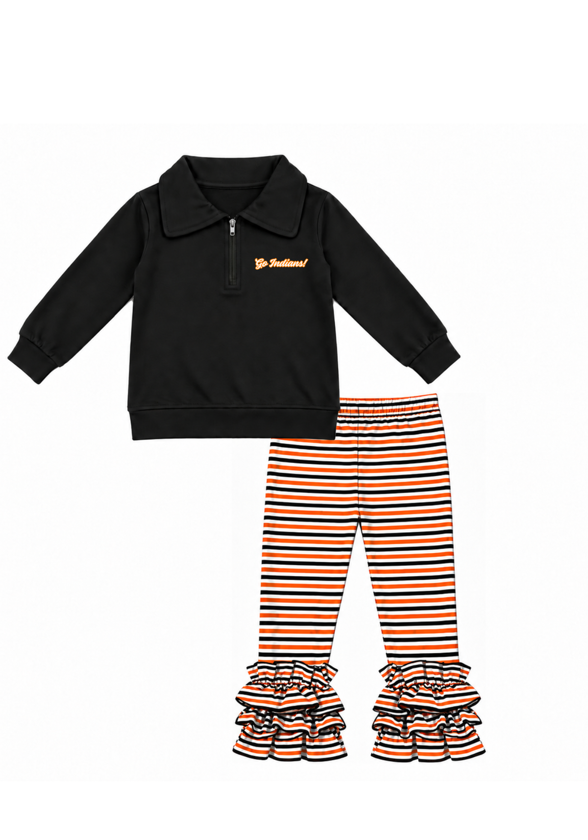 Orange and Black Striped Pant Set
