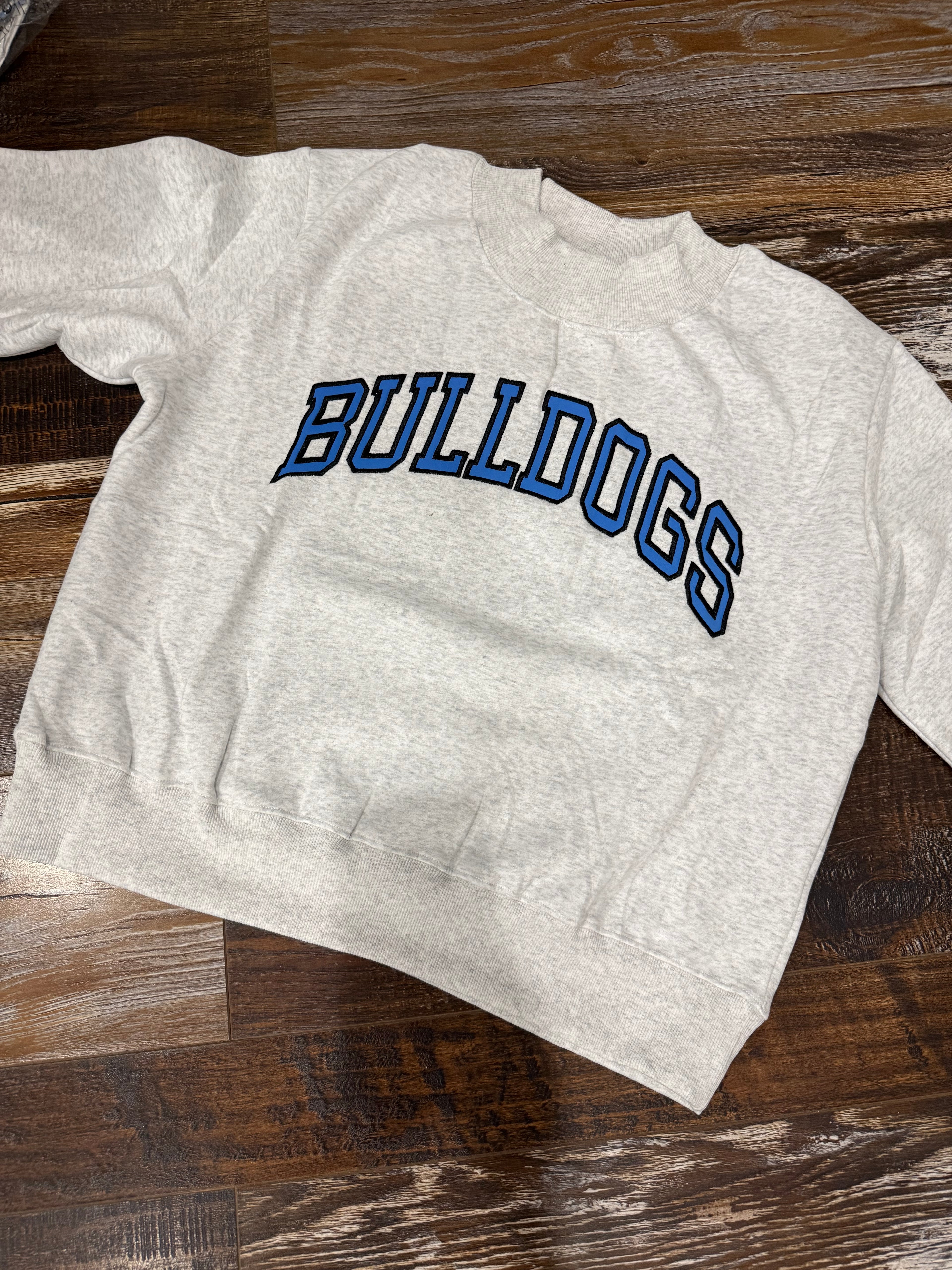 Bulldogs (blue) Embroidered Appliqué Mock Neck