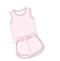 Pink Gingham Short Set No Bows