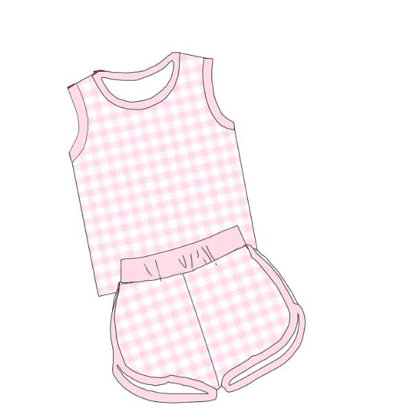 Pink Gingham Short Set No Bows