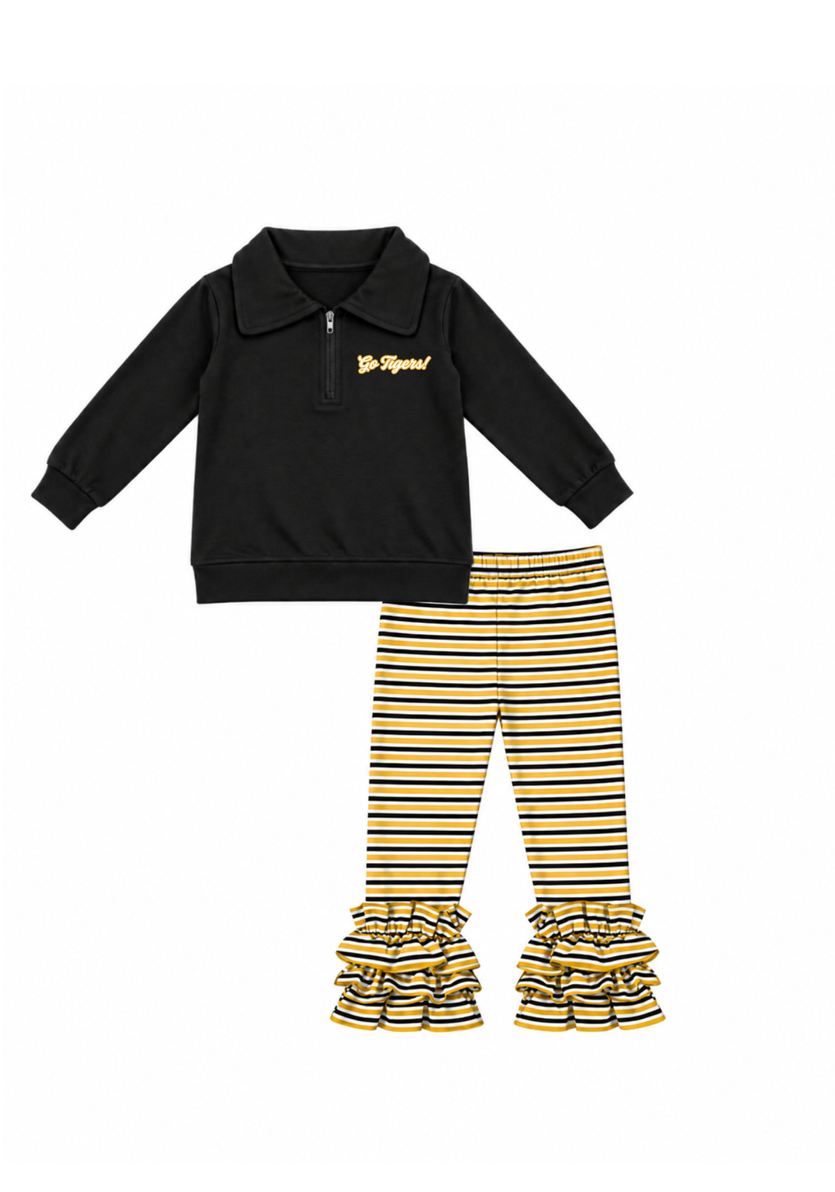 Black and Gold Striped Pant Set