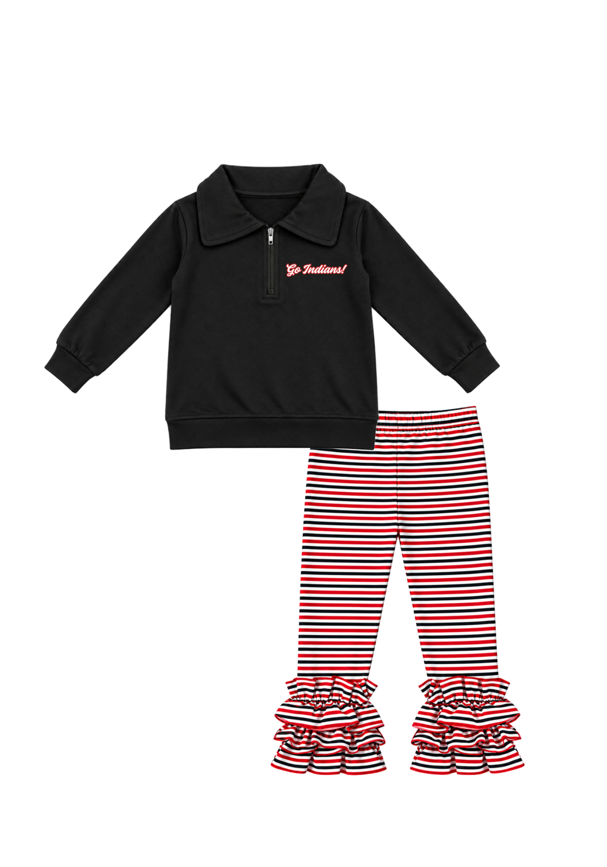 Red and Black Striped Pant Set
