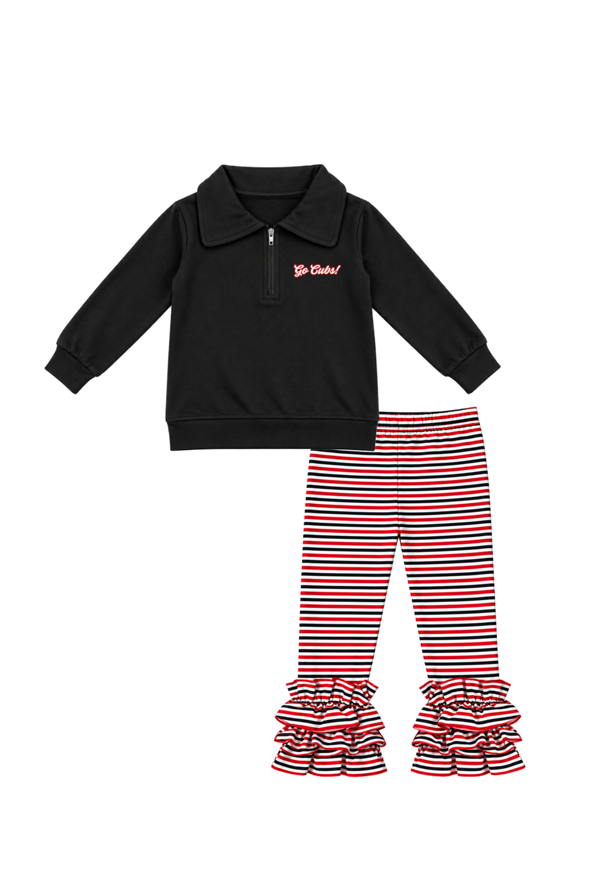 Red and Black Striped Pant Set