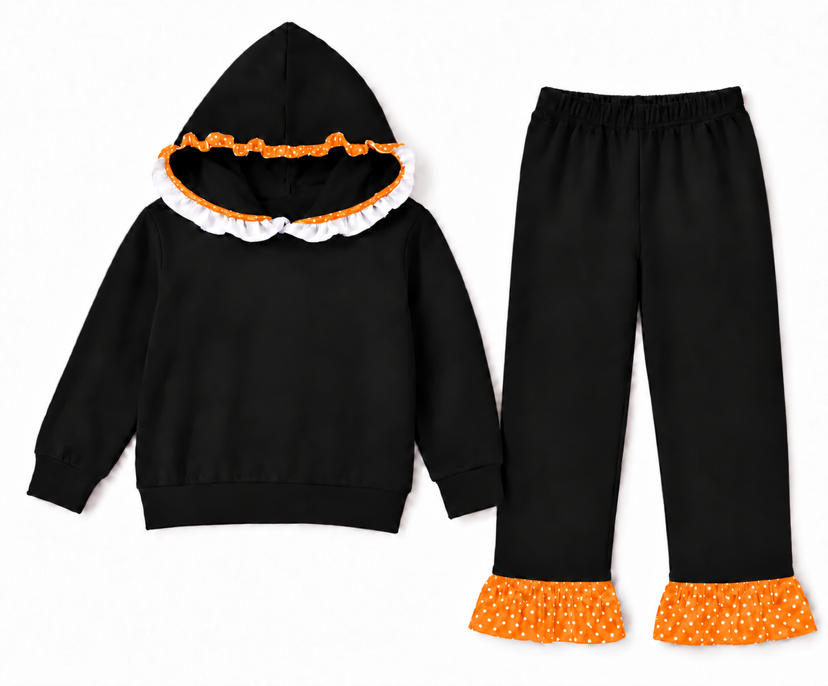 Orange and Black Polka Dot Set