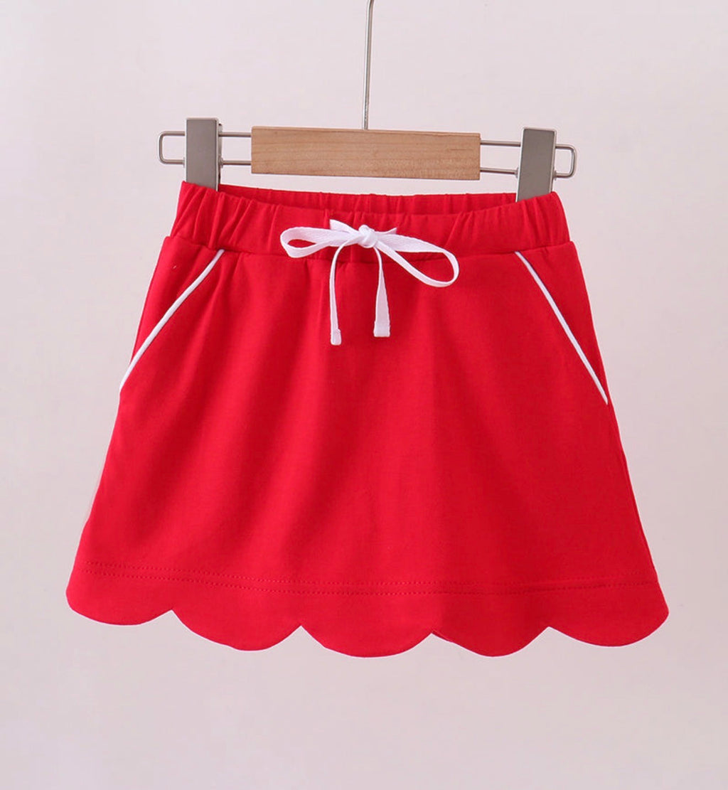 Red Scallop Skort