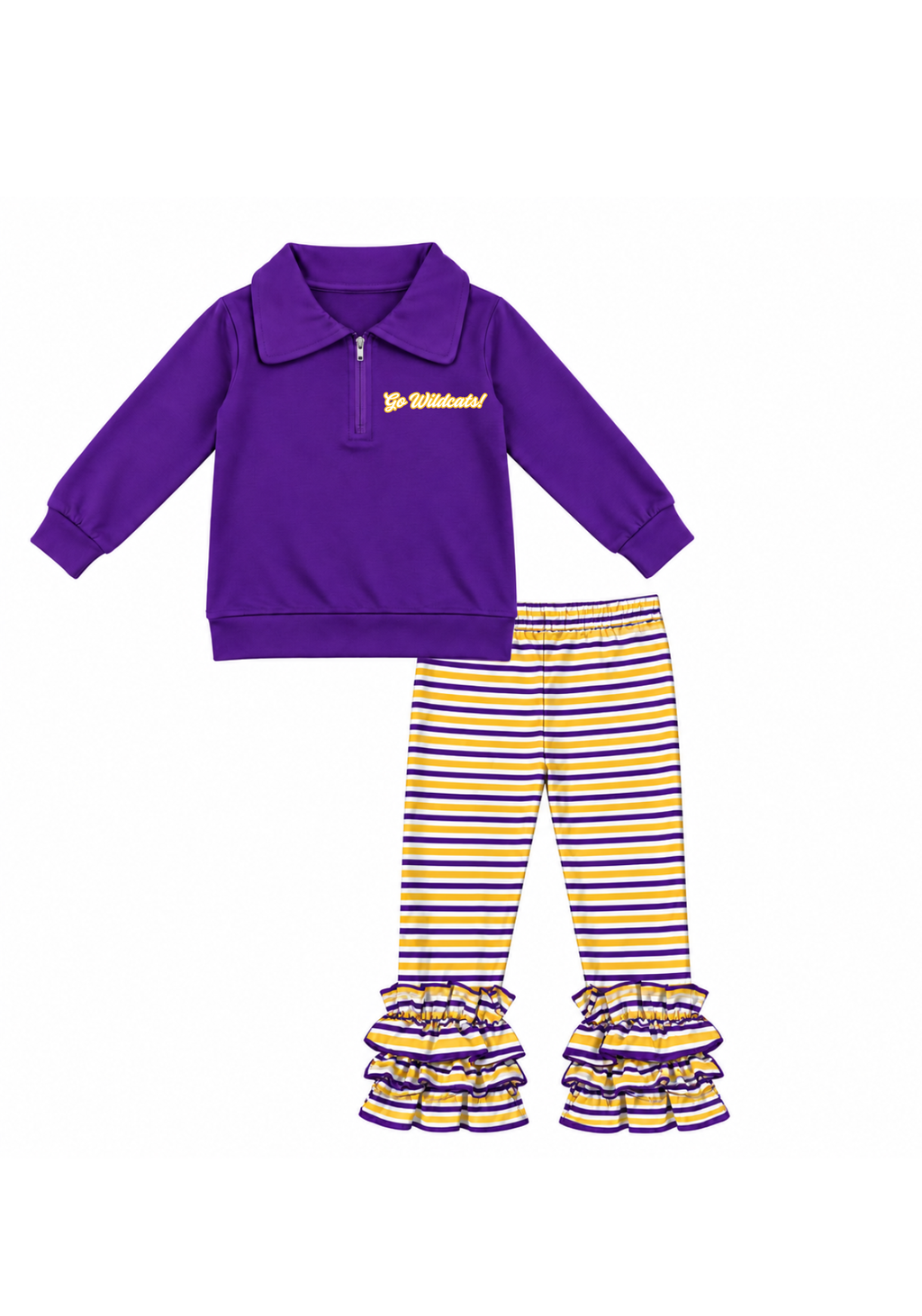 Purple and Yellow Striped Pant Set