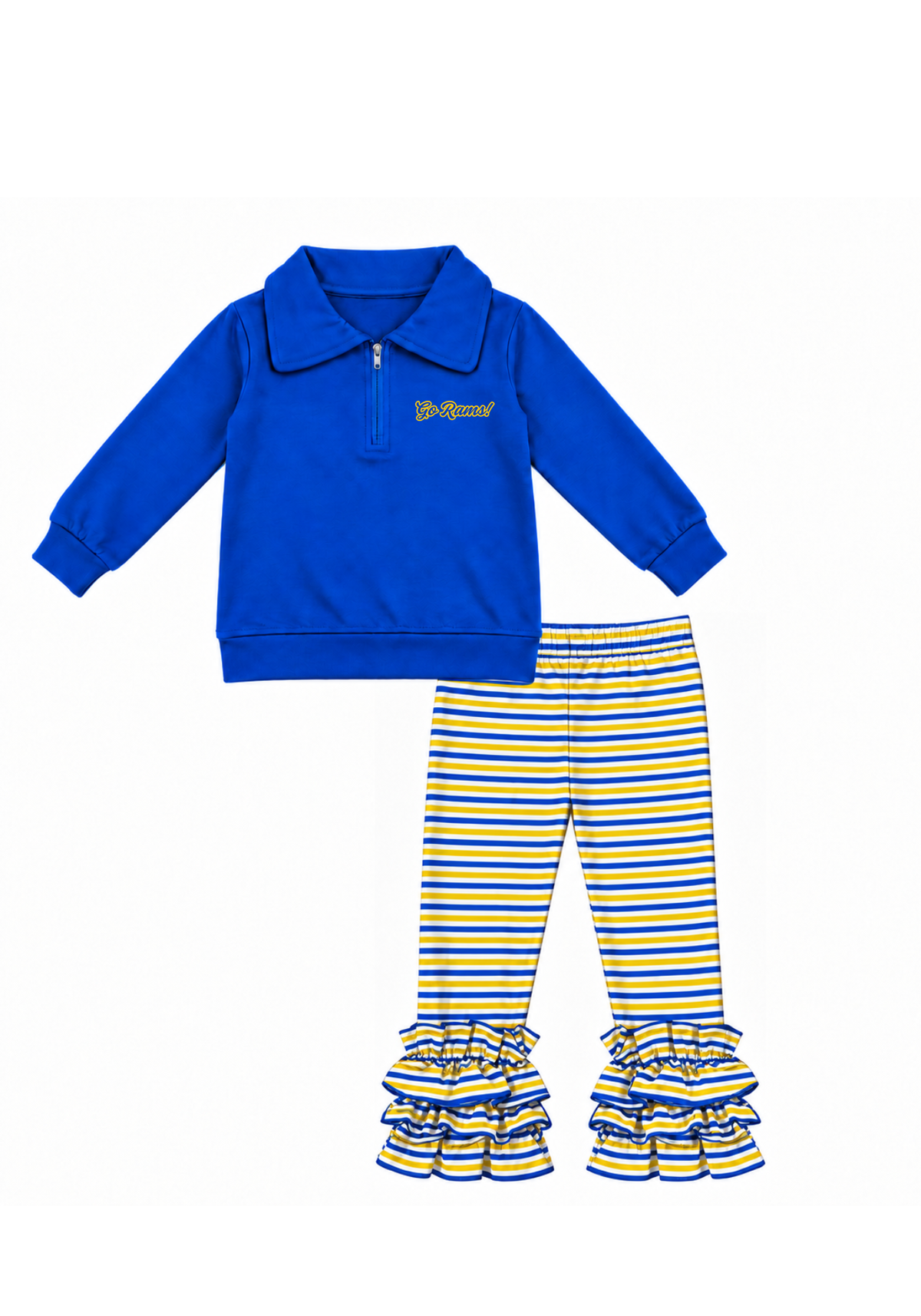 Royal Blue and Yellow Striped Pant Set