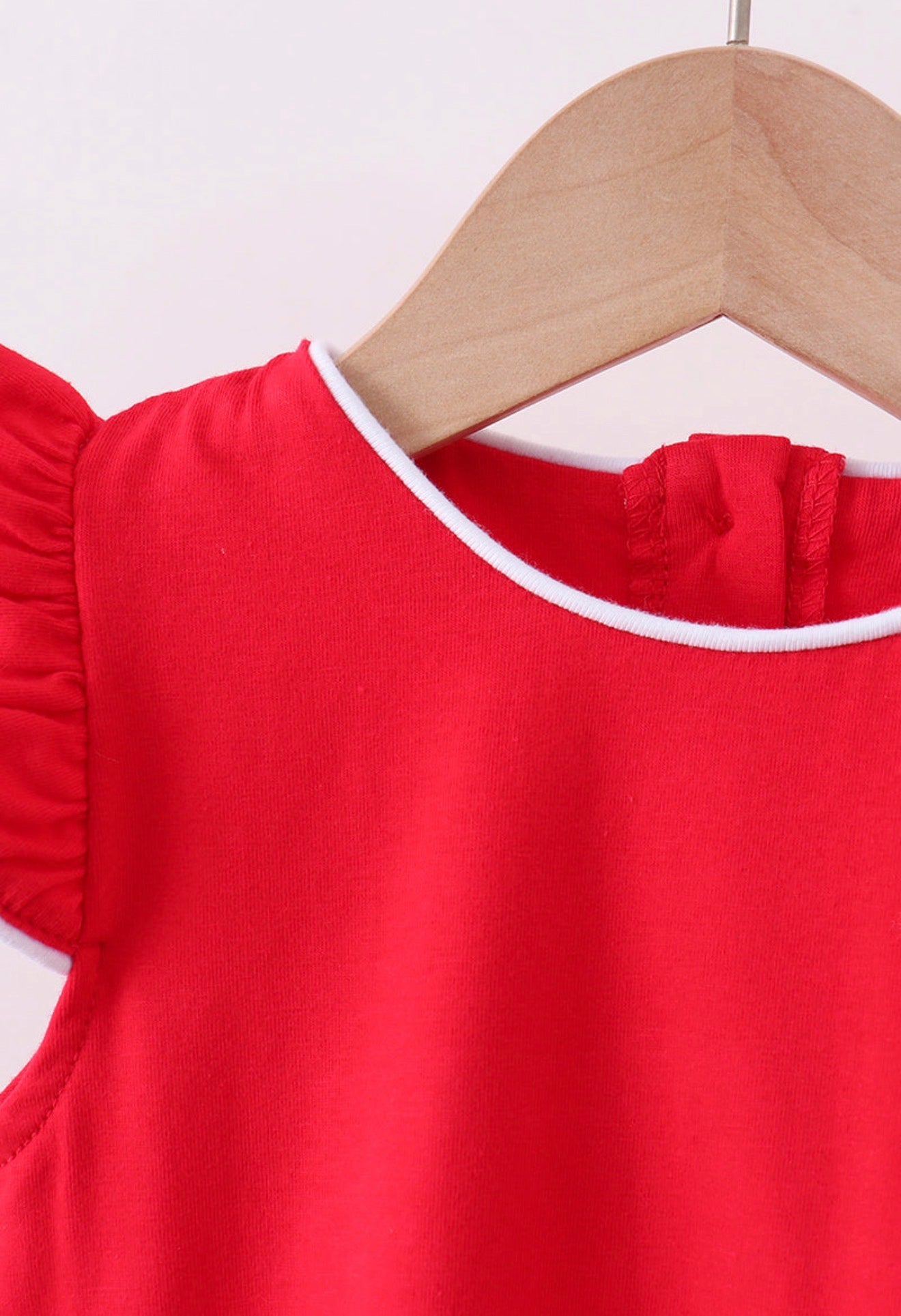 Red Flutter Sleeve Scallop Top
