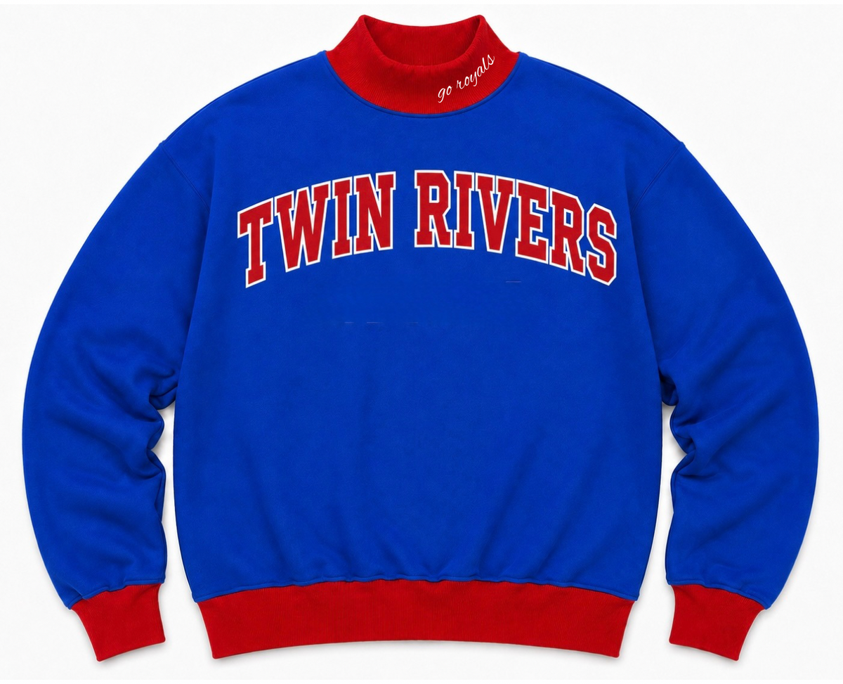 Twin Rivers Two Toned Embroidered Women’s Mock Neck