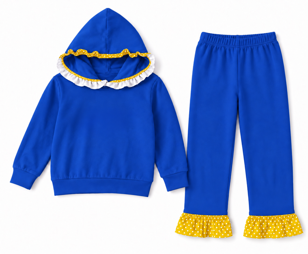 Royal Blue and Yellow Polka Dot Set