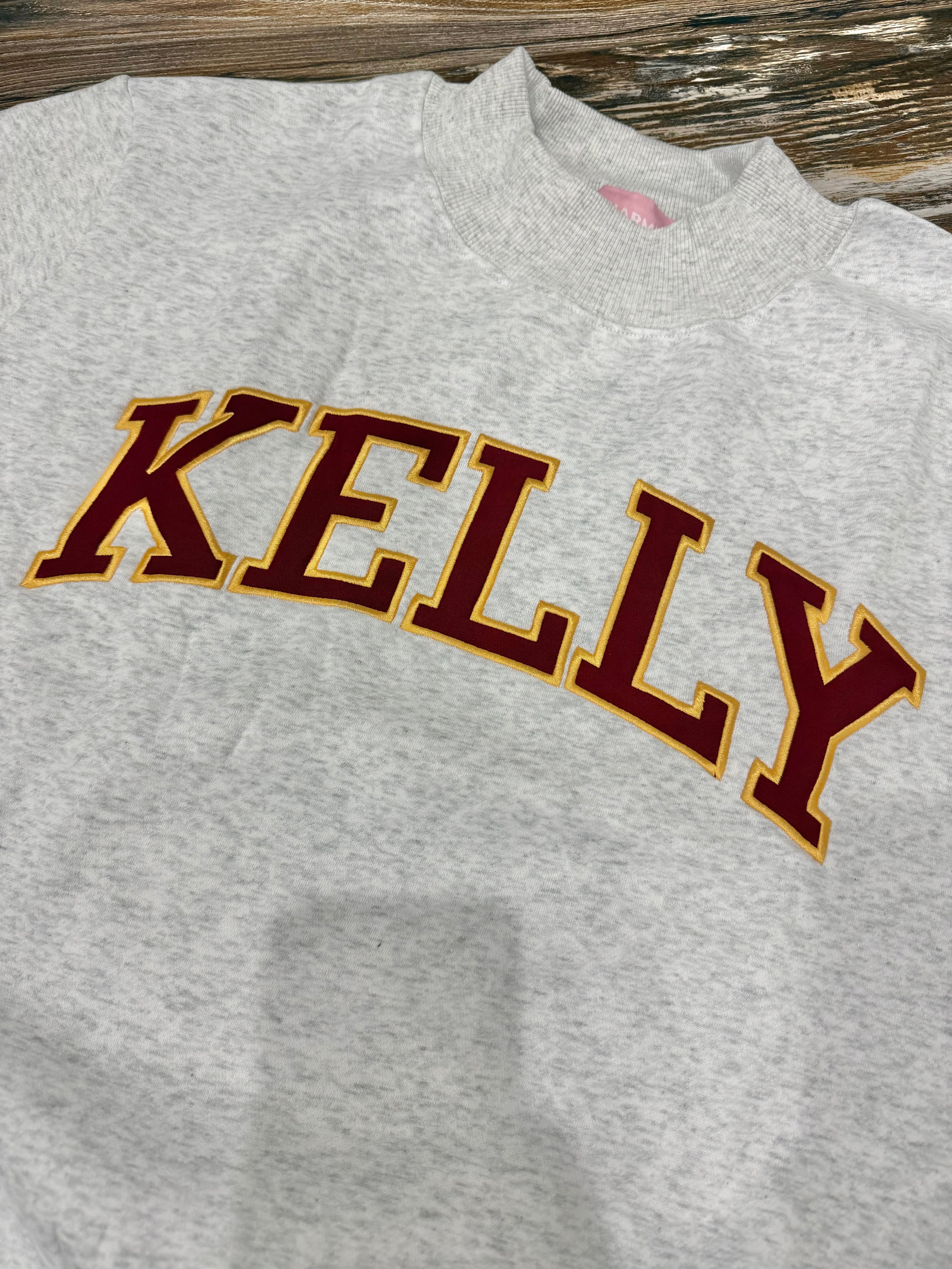 Kelly Embroidered Appliqué Mock Neck