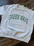 Green Wave Embroidered Appliqué Mock Neck