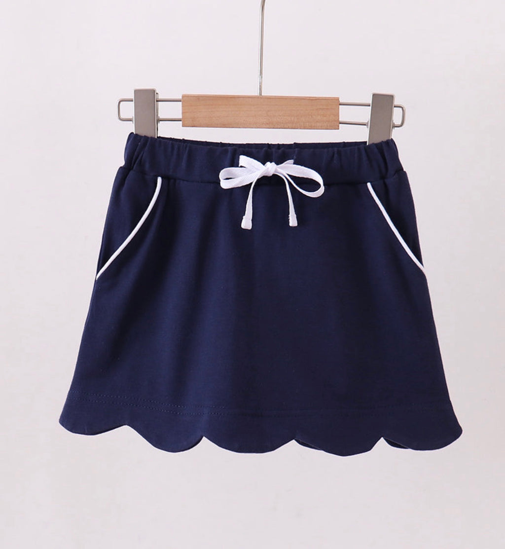 Navy Scallop Skort