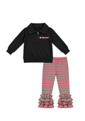 Red and Black Striped Pant Set