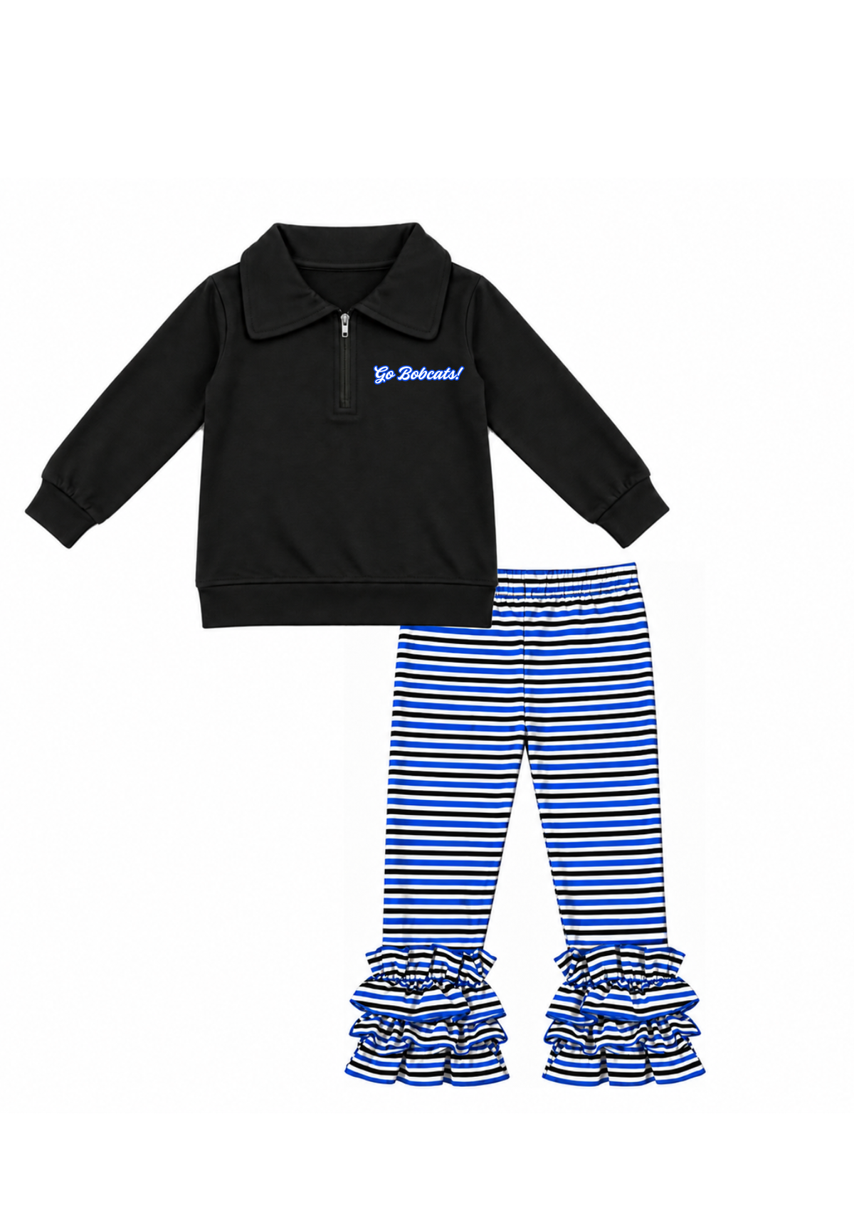 Royal Blue and Black Striped Pant Set