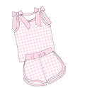 Pink Gingham Short Set Bows