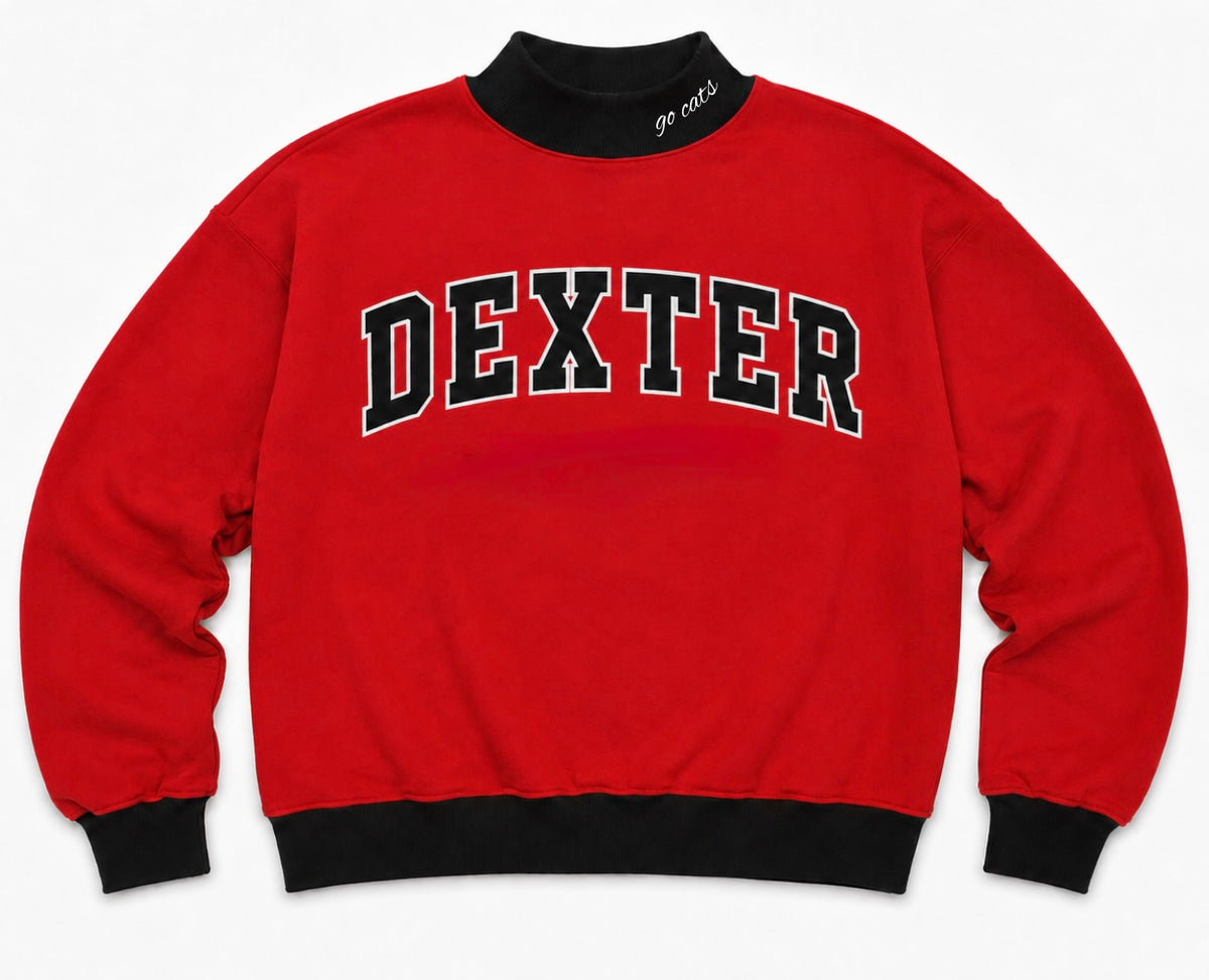 Dexter (Red) Two Toned Embroidered Women’s Mock Neck