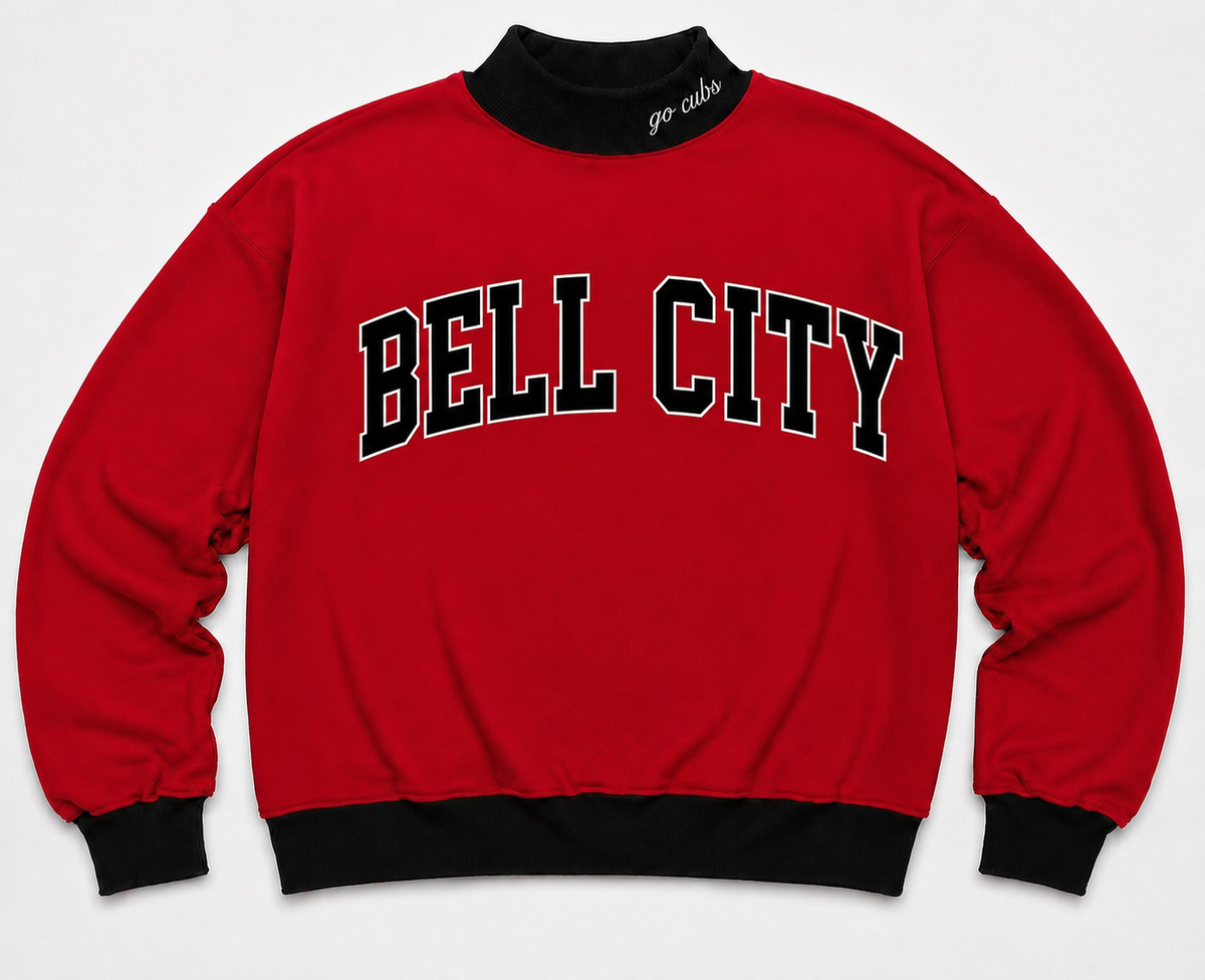 Bell City Two Toned Embroidered Kids Mock Neck