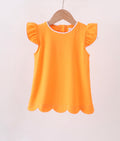 Orange Flutter Sleeve Scallop Top