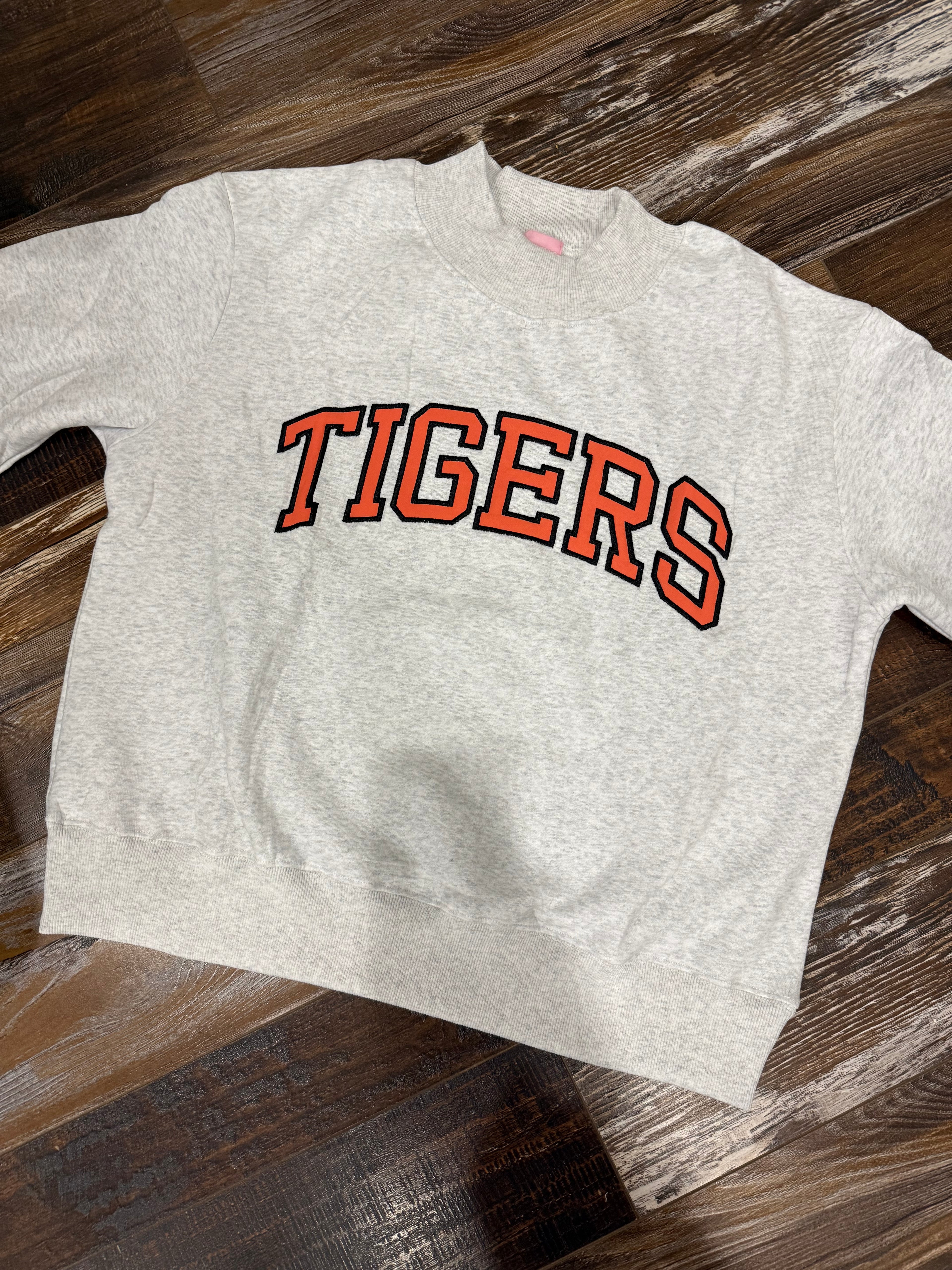 Tigers (orange) Appliqué Embroidered Mock Neck