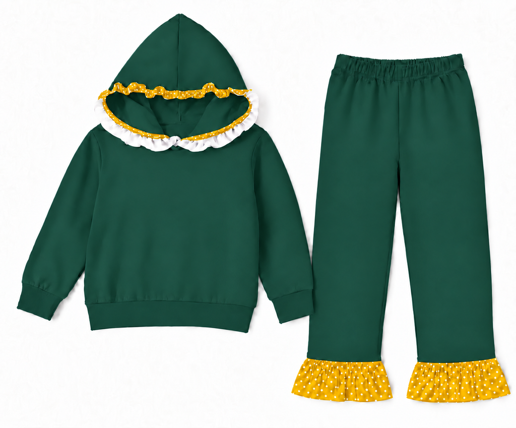 Green and Gold Polka Dot Set