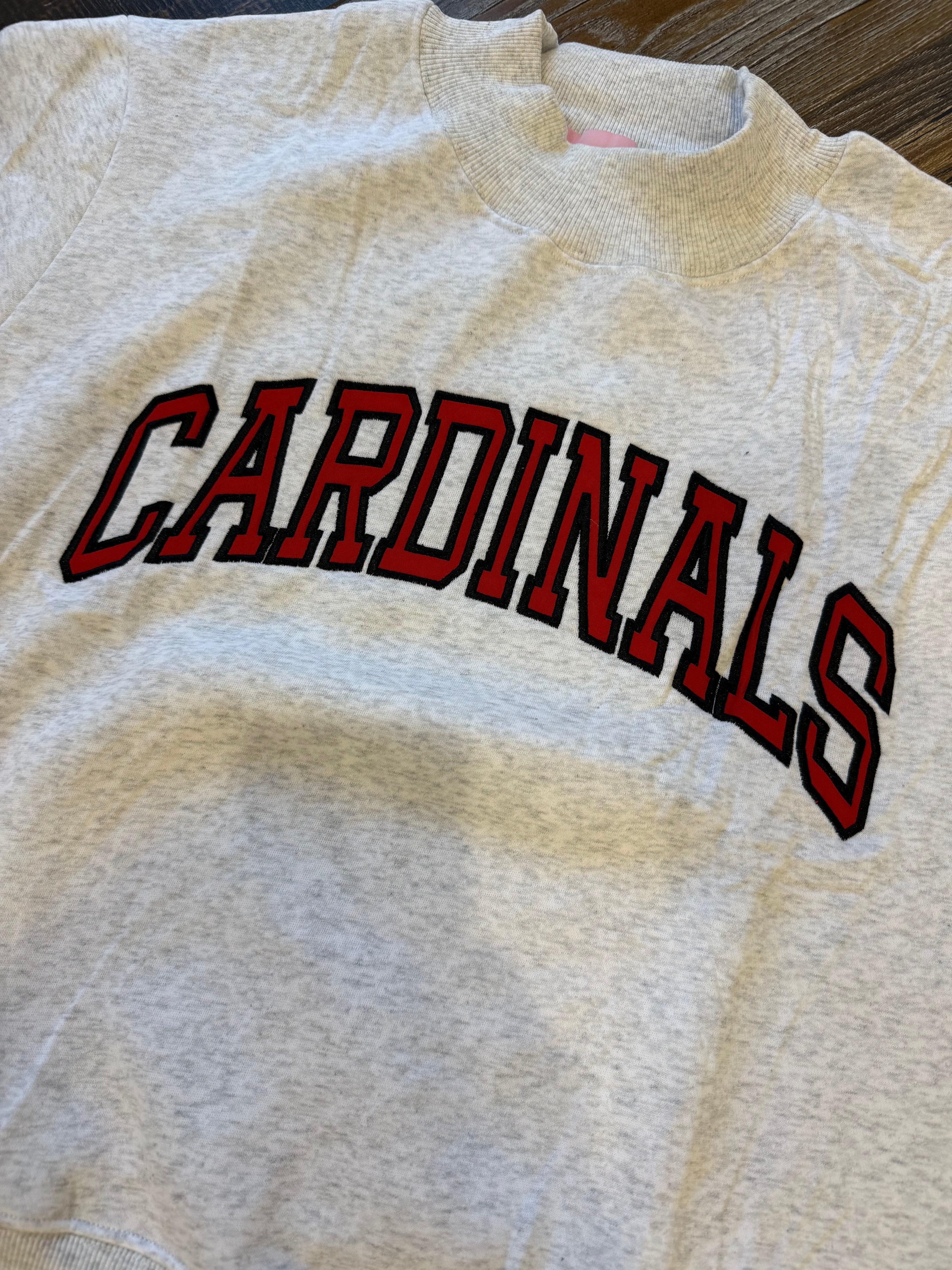 Cardinals Embroidered Appliqué Mock Neck