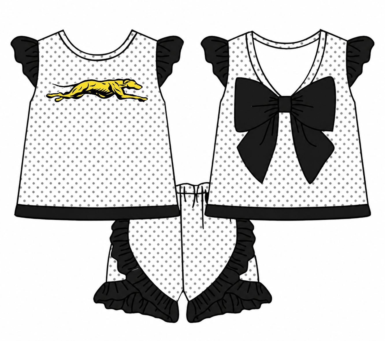 Greyhounds (yellow) Bow Short Set