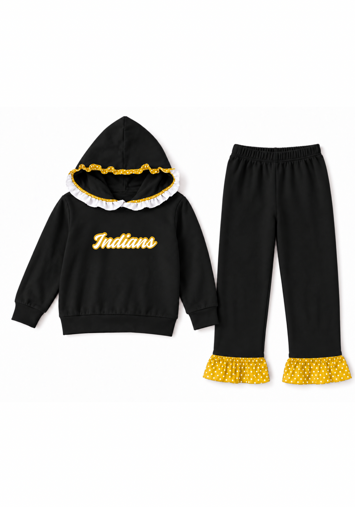 Yellow and Black Polka Dot Set