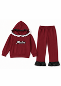 Maroon and Black Polka Dot Set