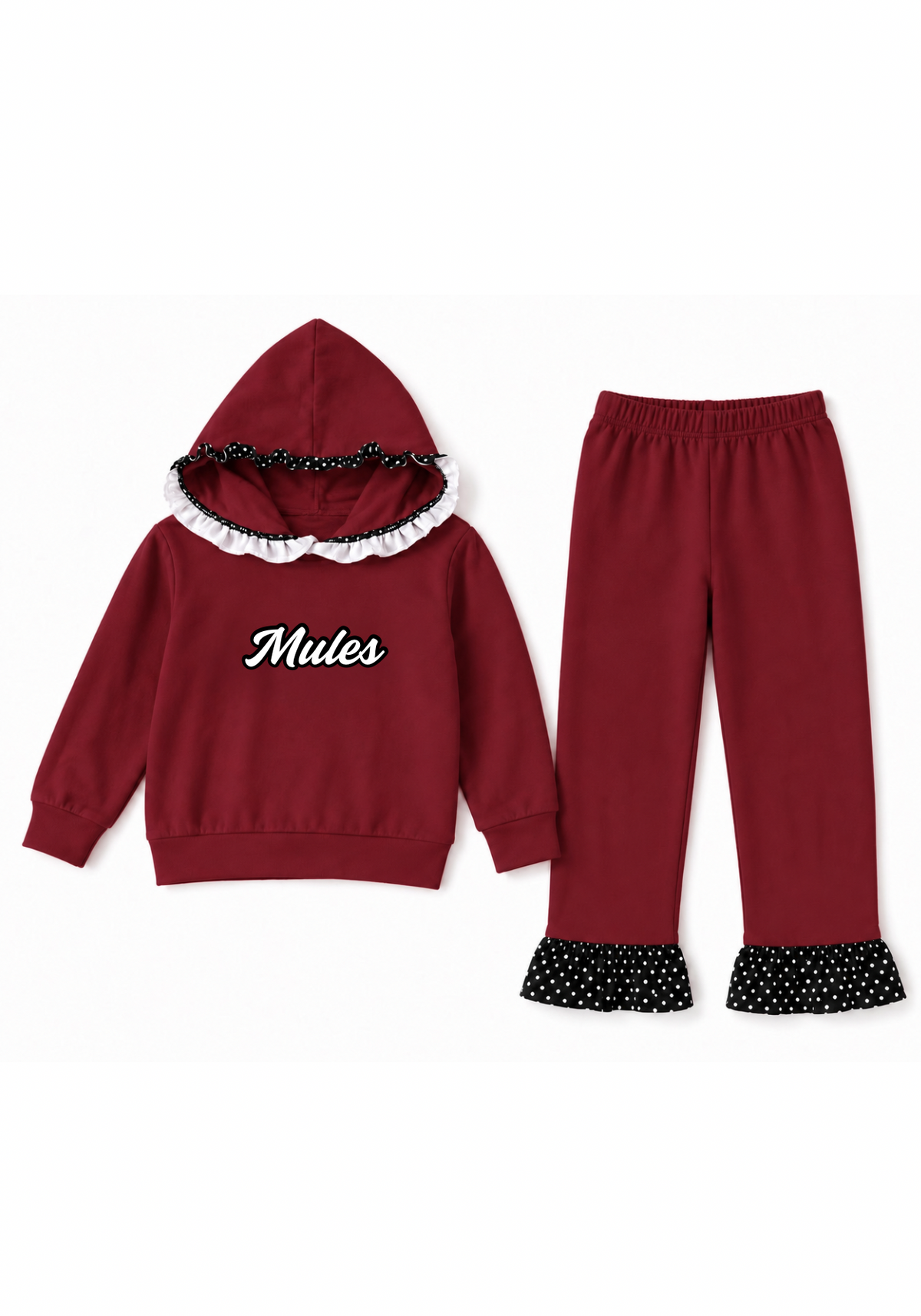 Maroon and Black Polka Dot Set