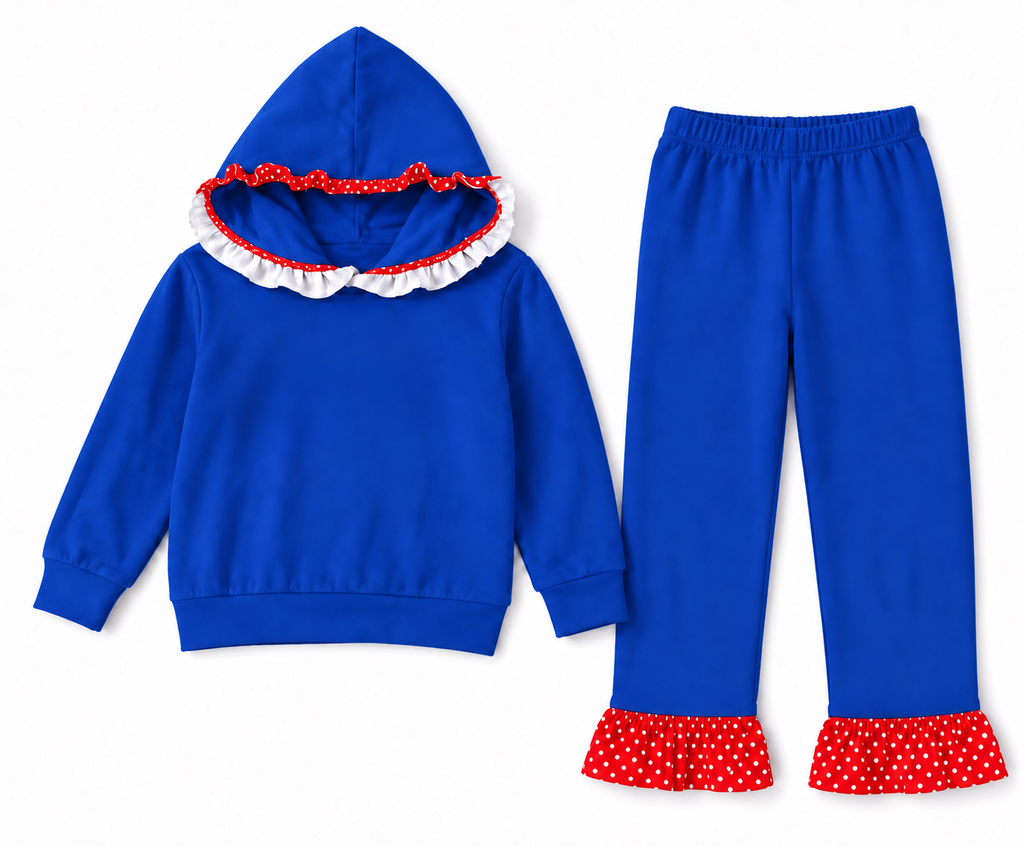 Red and Royal Blue Polka Dot Set