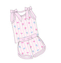 Pink Stripe Short Set Bows
