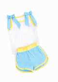 Blue & Yellow Polka Dot Short Set Bows