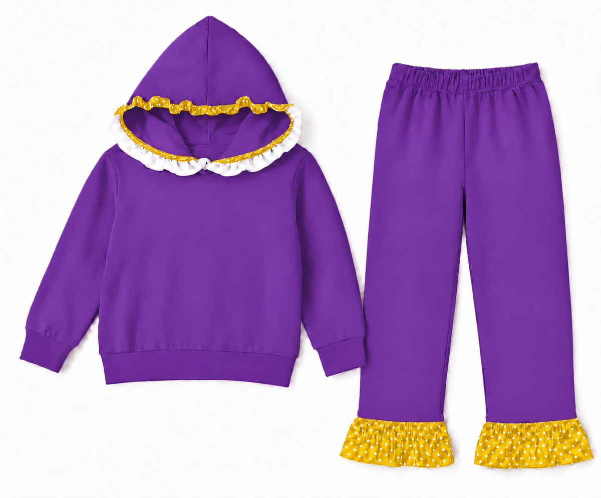 Yellow and Purple Polka Dot Set