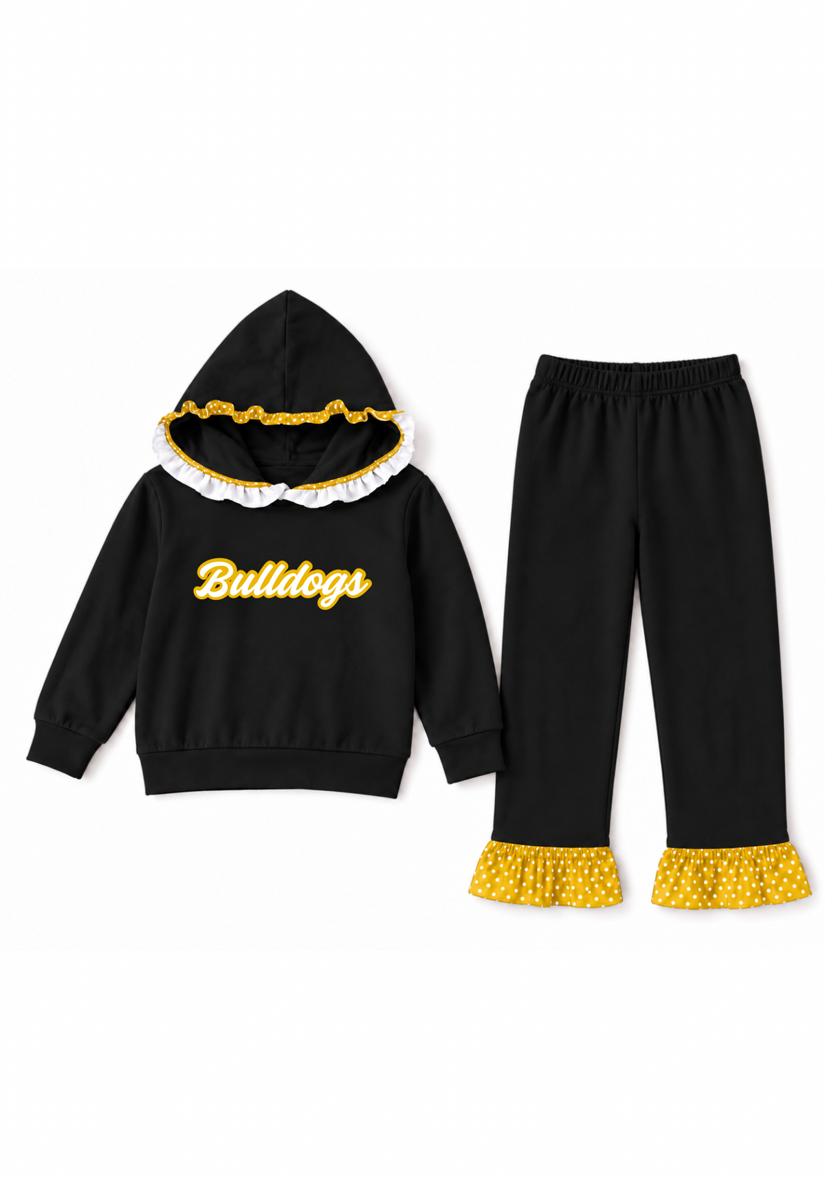 Yellow and Black Polka Dot Set