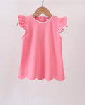 Dark Pink Flutter Sleeve Scallop Top
